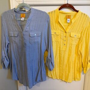 2-Ruby Rd Tops  Blue & Yellow Sz M & PM